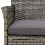 HKH 3 Pcs Conjunto Bistrô de Jardim C/ Almofadões Vime Pe Cinza - Cinzento