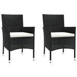 HKH 3 Pcs Conjunto Bistrô de Jardim C/ Almofadões Vime Pe - Preto