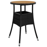 HKH 3 Pcs Conjunto Bistrô de Jardim C/ Almofadões Vime Pe - Preto