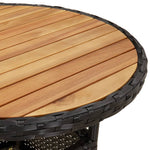 HKH 3 Pcs Conjunto Bistrô de Jardim C/ Almofadões Vime Pe - Preto