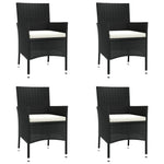 HKH 5 Pcs Conjunto Bistrô de Jardim C/ Almofadões Vime Pe - Preto