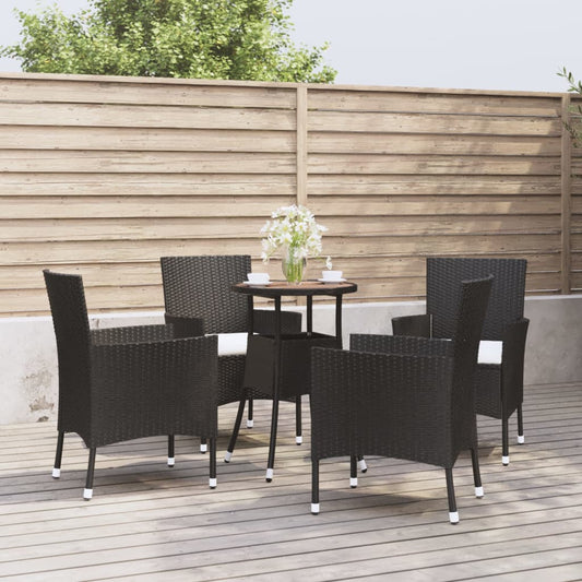 HKH 5 Pcs Conjunto Bistrô de Jardim C/ Almofadões Vime Pe - Preto