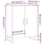 HKH Aparador Clásico en derivados de Madera, Metal 69,5 X 34 X 90 Cm - Blanco