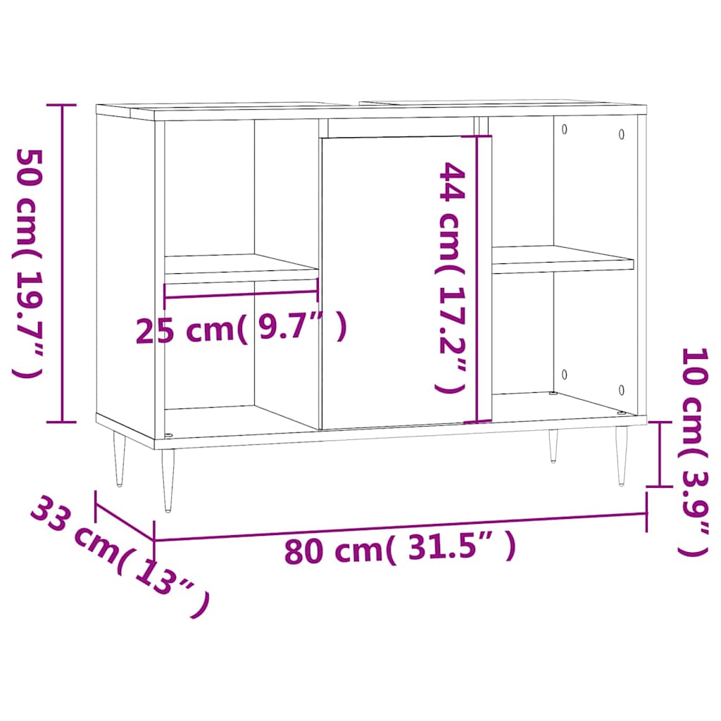 HKH Armário de Casa de Banho - 80x33x60 Cm - Preto