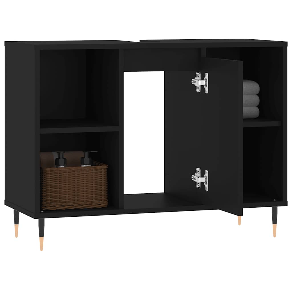 HKH Armário de Casa de Banho - 80x33x60 Cm - Preto