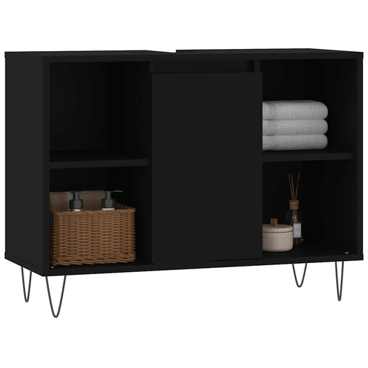 HKH Armário de Casa de Banho - 80x33x60 Cm - Preto