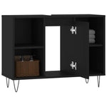 HKH Armário de Casa de Banho - 80x33x60 Cm - Preto