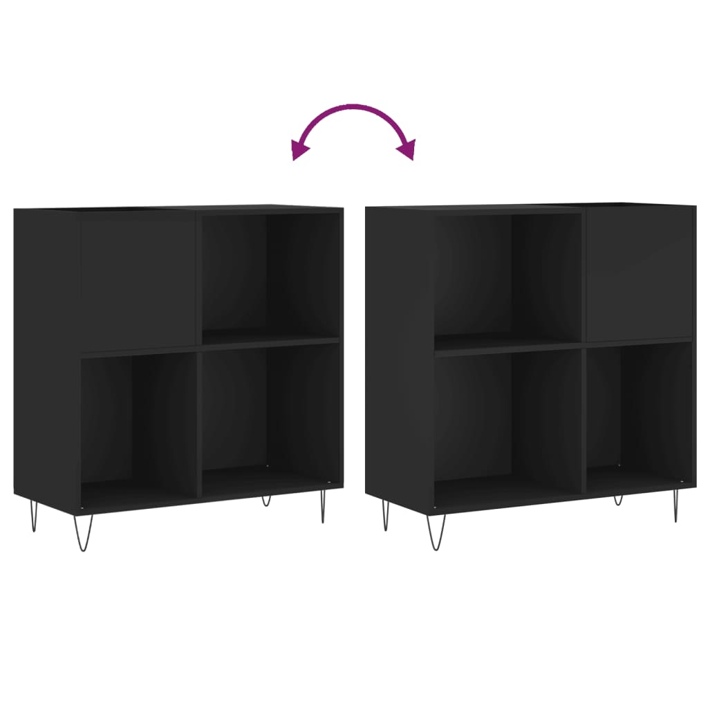 HKH Armario para Discos - 84,5x38x89 cm - Negro