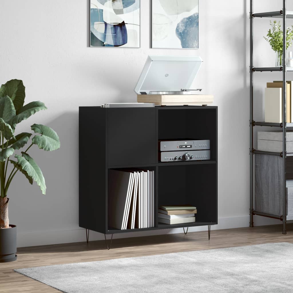 HKH Armario para Discos - 84,5x38x89 cm - Negro