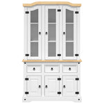 HKH Armário Alto Corona Pinho Mexicano Maciço Branco em Madeira de Pinho Maciça, derivados de Madeira, Vidro com 6 Portas e 3 Gavetas 112 X 43 X 196 Cm