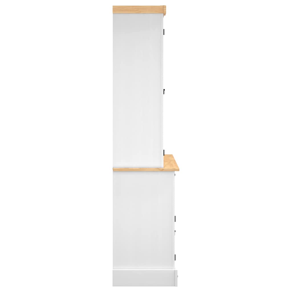 HKH Armário Alto Corona Pinho Mexicano Maciço Branco em Madeira de Pinho Maciça, derivados de Madeira, Vidro com 6 Portas e 3 Gavetas 112 X 43 X 196 Cm