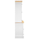HKH Armário Alto Corona Pinho Mexicano Maciço Branco em Madeira de Pinho Maciça, derivados de Madeira, Vidro com 6 Portas e 3 Gavetas 112 X 43 X 196 Cm