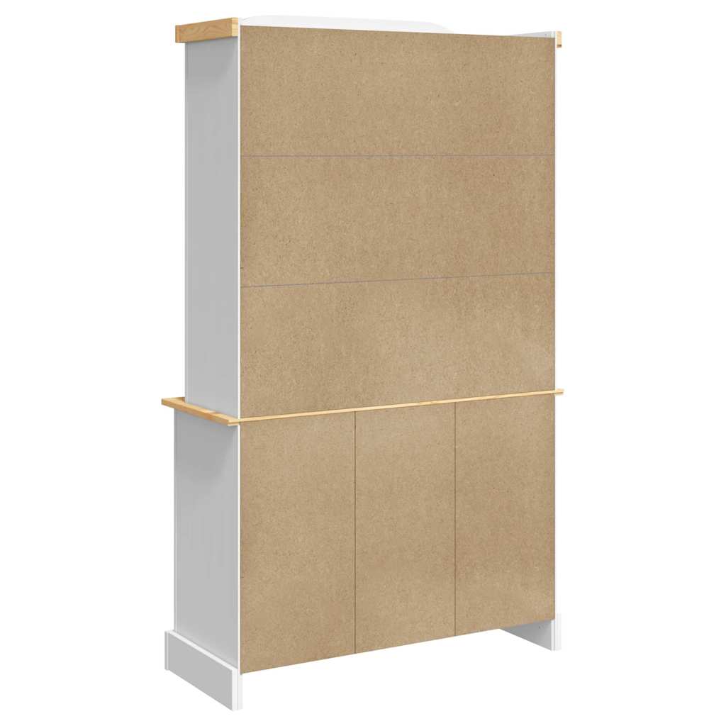 HKH Armário Alto Corona Pinho Mexicano Maciço Branco em Madeira de Pinho Maciça, derivados de Madeira, Vidro com 6 Portas e 3 Gavetas 112 X 43 X 196 Cm