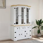 HKH Armário Alto Corona Pinho Mexicano Maciço Branco em Madeira de Pinho Maciça, derivados de Madeira, Vidro com 6 Portas e 3 Gavetas 112 X 43 X 196 Cm