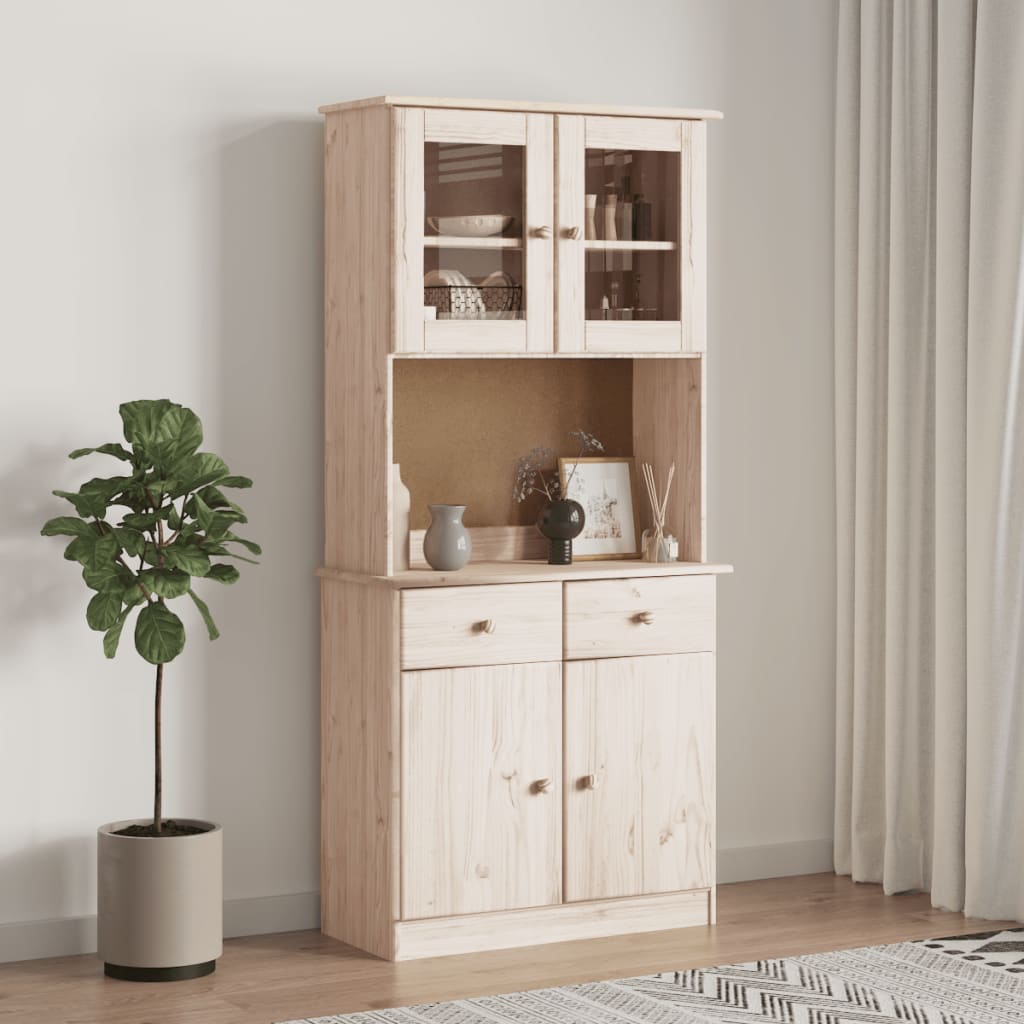 HKH Tapa para Cómoda Alta de Madera Maciza de Pino (Sin Tratar), Cristal 77 X 30 X 92 Cm