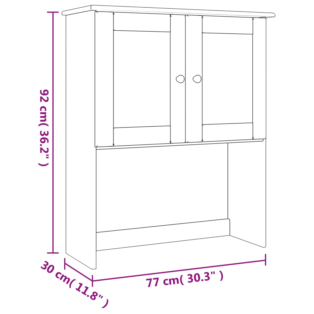 HKH Tapa para Cómoda Alta de Madera Maciza de Pino (Sin Tratar), Cristal 77 X 30 X 92 Cm