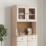 HKH Tapa para Cómoda Alta de Madera Maciza de Pino (Sin Tratar), Cristal 77 X 30 X 92 Cm