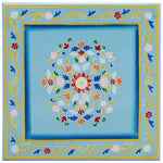 HKH Mesa de Centro Pintada à Mão Mangueira Maciça Turquesa - Azul