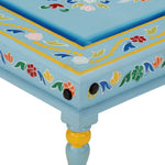 HKH Mesa de Centro Pintada à Mão Mangueira Maciça Turquesa - Azul