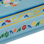 HKH Mesa de Centro Pintada à Mão Mangueira Maciça Turquesa - Azul