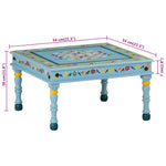 HKH Mesa de Centro Pintada à Mão Mangueira Maciça Turquesa - Azul