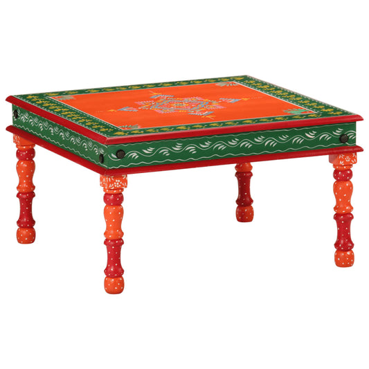 HKH Mesa de Centro Pintada a Mano Mango Macizo Naranja
