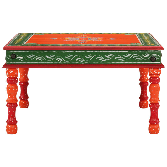 HKH Mesa de Centro Pintada a Mano Mango Macizo Naranja