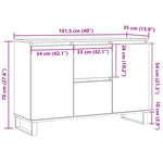 Aparador moderno HKH en derivados de madera, hierro 101,5 x 35 x 70 cm - Roble Sonoma