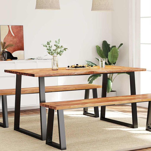 HKH Mesa de Jantar com Bordas Vivas Maciça em Acácia
