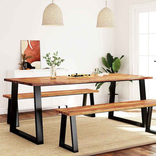 HKH Mesa de Jantar com Bordas Vivas em Acácia Maciça