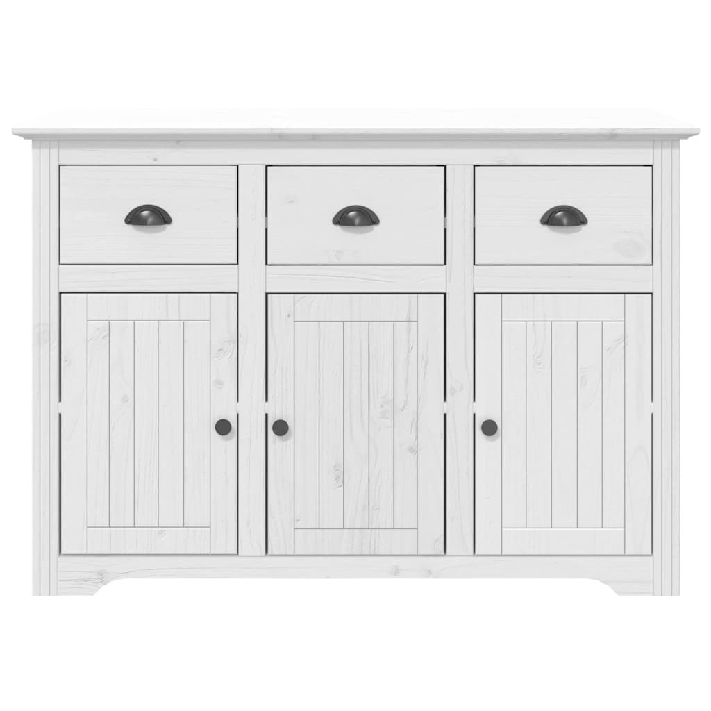 HKH Aparador Bodo Rústico en Madera de Pino Maciza, derivados de Madera, Metal 115,5 X 44 X 80 Cm - Blanco