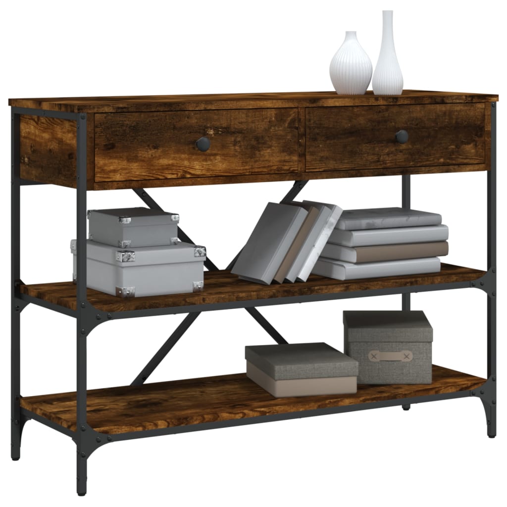 Mesa auxiliar HKH con cajones/estantes en derivados de madera y en roble ahumado