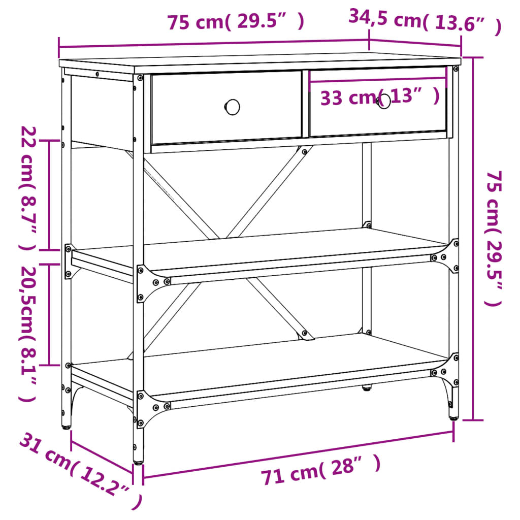 Mesa auxiliar HKH en roble ahumado y derivados de la madera