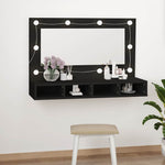 HKH Armario con espejo con luces LED - 90x31,5x62 Cm - Negro