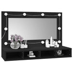 HKH Armario con espejo con luces LED - 90x31,5x62 Cm - Negro