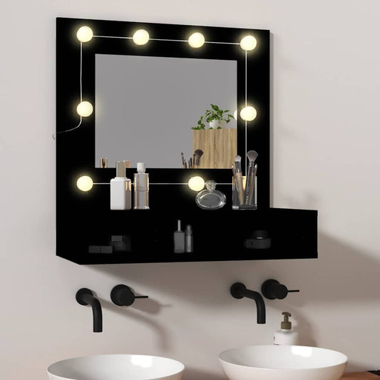 HKH Armário Espelhado com Luzes LED - 60x31,5x62 Cm - Preto