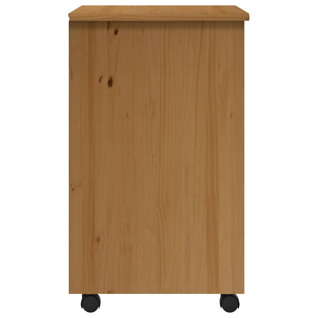 HKH Armario con Ruedas y Cajones MOSS de Madera de Pino Maciza - Miel - Marrón