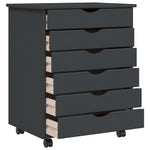 HKH Armario con Ruedas y Cajones MOSS en Madera de Pino Maciza - Gris