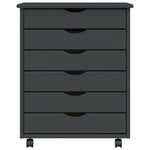 HKH Armario con Ruedas y Cajones MOSS en Madera de Pino Maciza - Gris