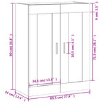 HKH Armario de pared alto en derivados de madera, Aluminio 69,5 x 34 x 90 cm - Negro