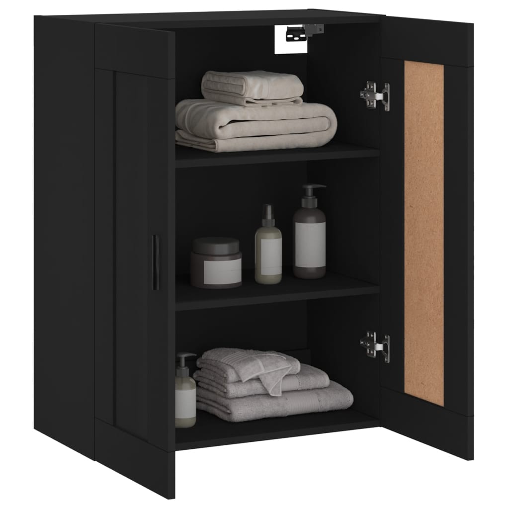 HKH Armario de pared alto en derivados de madera, Aluminio 69,5 x 34 x 90 cm - Negro