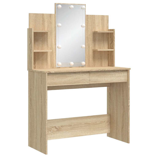 HKH Toucador com Luzes LED em Carvalho Sonoma - 96x40x142 Cm