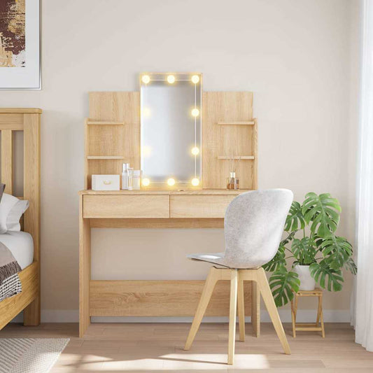 HKH Toucador com Luzes LED em Carvalho Sonoma - 96x40x142 Cm