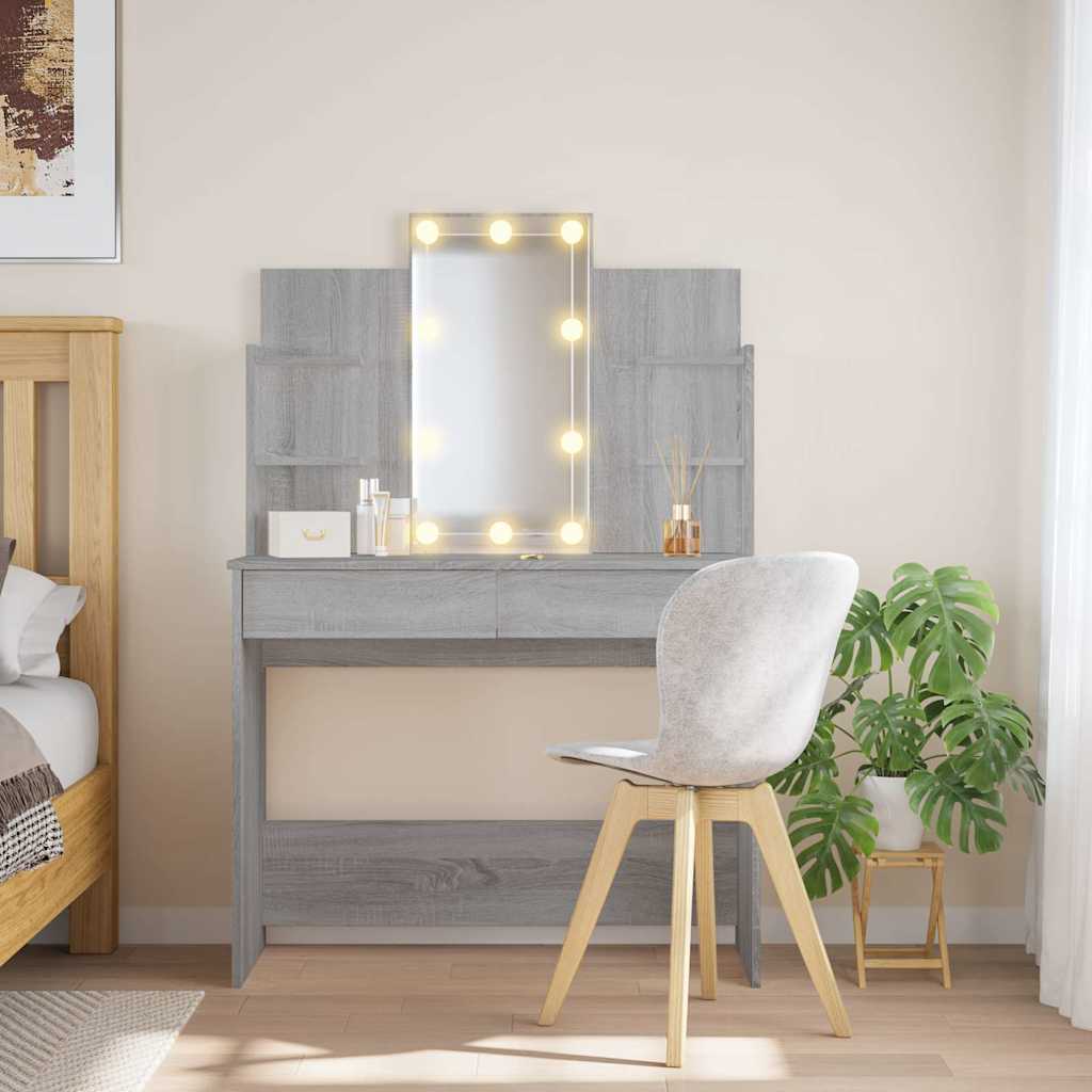 HKH Tocador con luces LED Sonoma - 96x40x142 cm - Gris