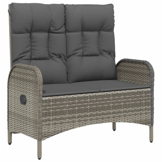 HKH 2 Pcs Conjunto de Jantar P/ Jardim C/ Almofadões Vime Pe Cinza - Cinzento