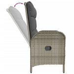 HKH 2 Pcs Conjunto de Jantar P/ Jardim C/ Almofadões Vime Pe Cinza - Cinzento