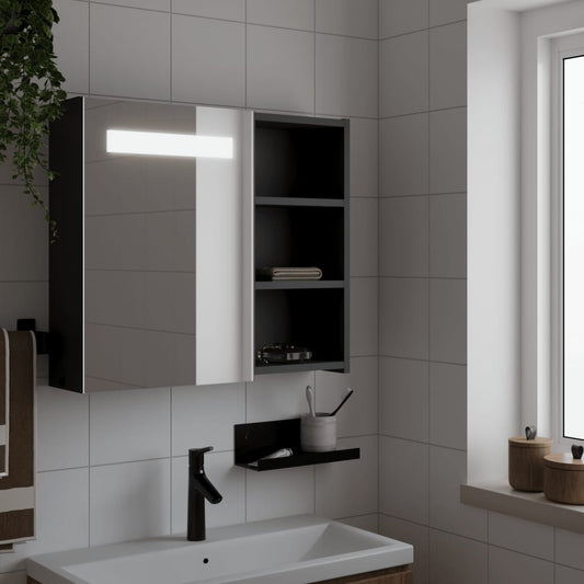 HKH Armário Espelhado P/ Casa de Banho C/ Leds - Preto