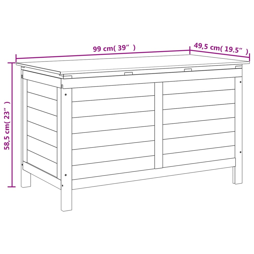 HKH Caixa Arrumação P/ Jardim 99x49,5x58,5cm Abeto Maciço - Antracite