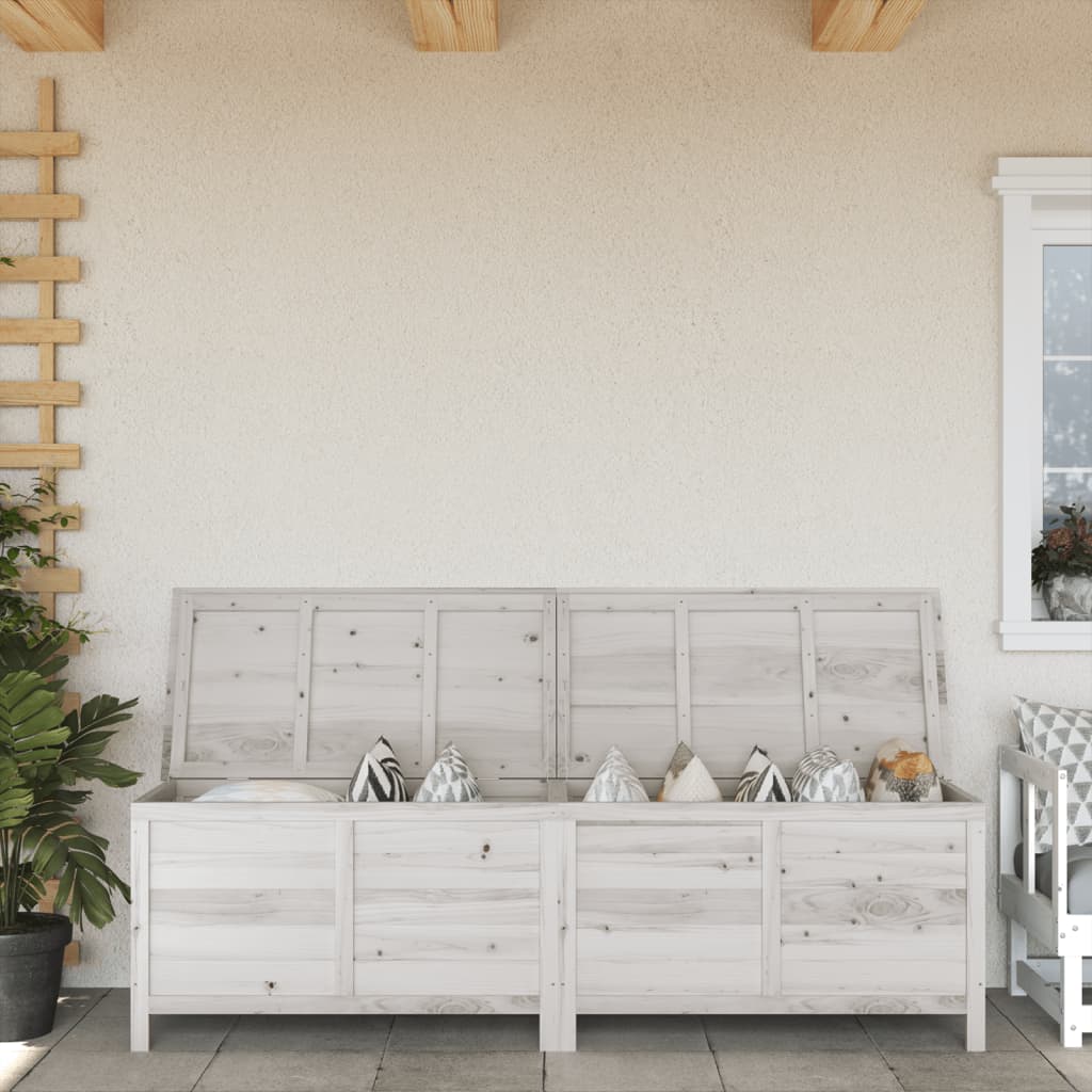HKH Caja de almacenamiento de jardín 198,5x50x56,5 Cm Abeto macizo - Blanco