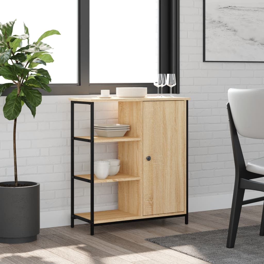 HKH Aparador Clásico en Madera de Ingeniería, Acero 70 X 30 X 80 Cm - Roble Sonoma